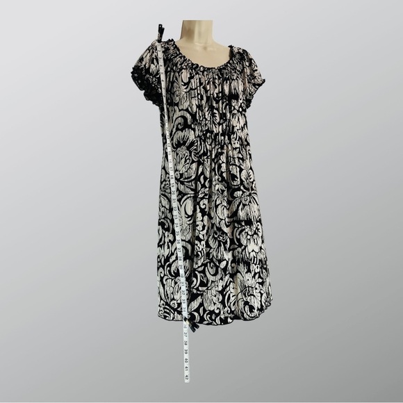 Lucy & Lauren Fit and Flare Stretchy Midi Pull Over Patterned Dress High Waist 8 - Picture 2 of 6